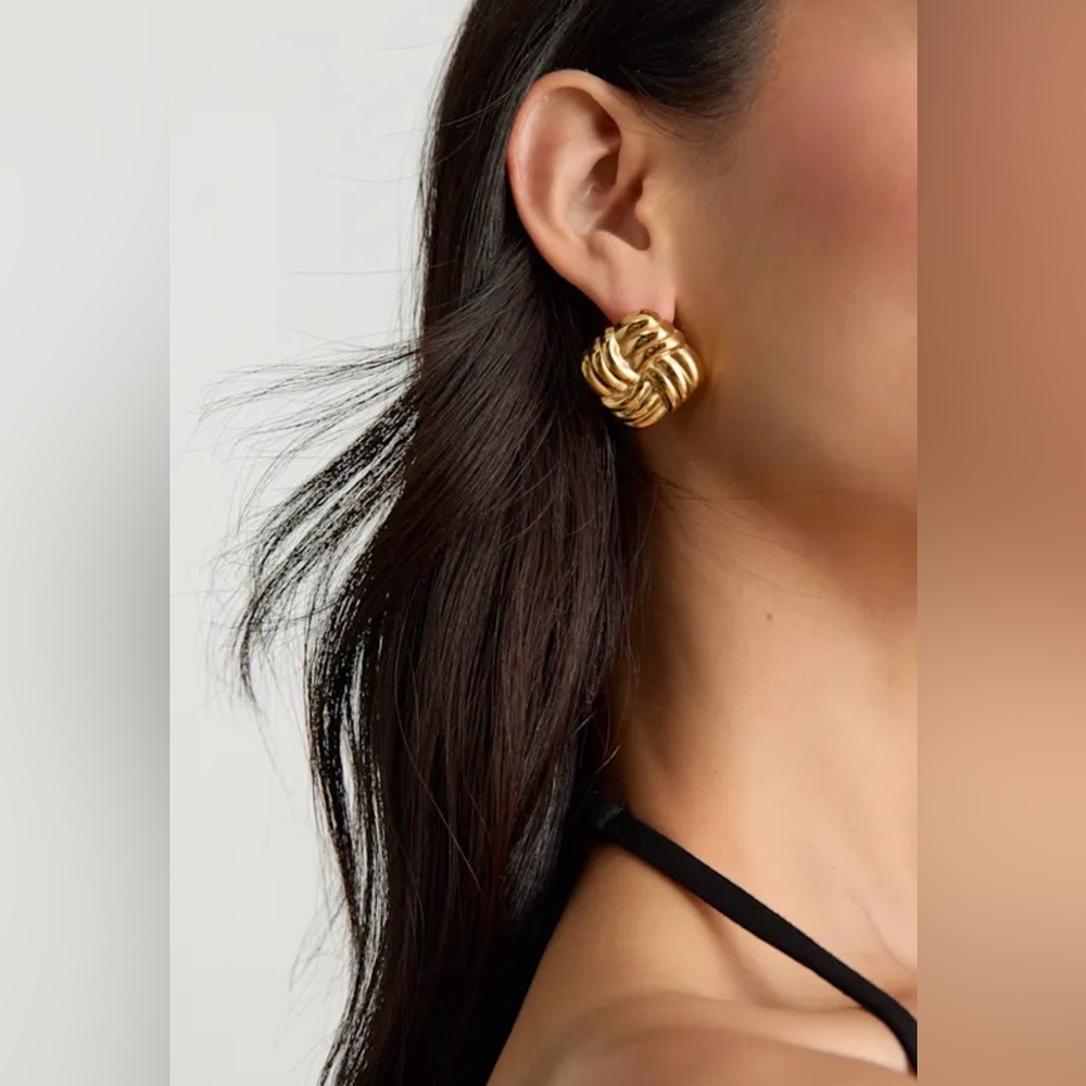 Lulus Velena 14KT Gold Knotted Earrings
